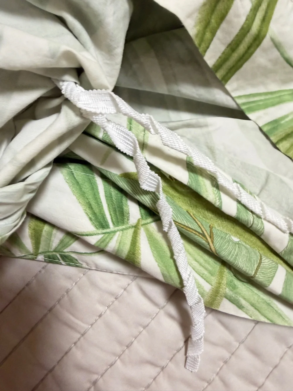 Pottery Barn Palm Duvet Cover & Sham Set Full Queen Organic Cotton Tropical Gree